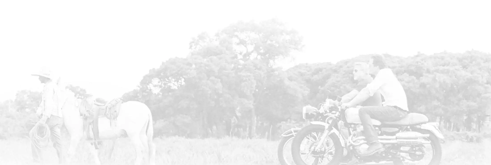 man with horse and men with motorcyles